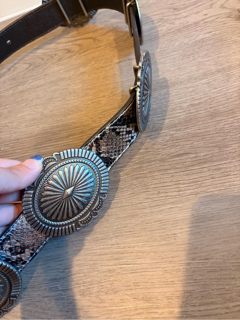 Ariat Black Leather Belt with Decorative Silver Western Buckle